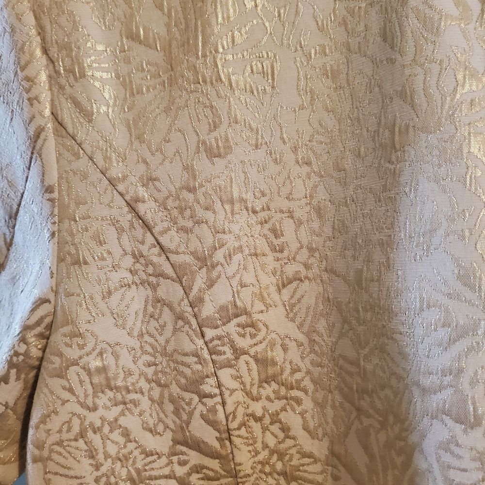 Coldwater creek short sleeve dress jacket in cream brocade size 12 - Picture 3 of 9